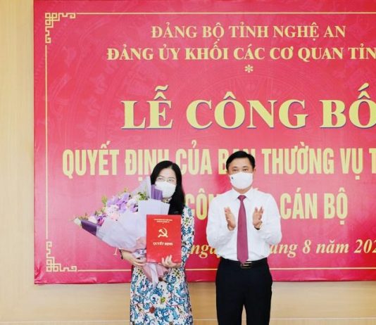 Điều động Bí thư Thị xã Cửa Lò giữ chức Bí thư Đảng uỷ Khối Các cơ quan tỉnh Nghệ An
