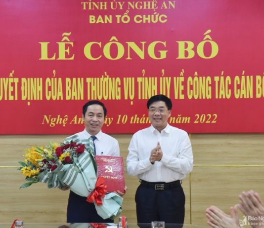 Đồng chí Lê Đình Lý giữ chức vụ Phó Trưởng ban Tổ chức Tỉnh ủy Nghệ An